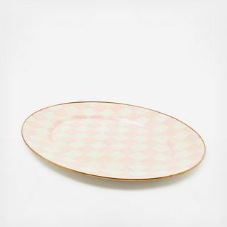 Rosy Check Stainless Steel Oval Platter