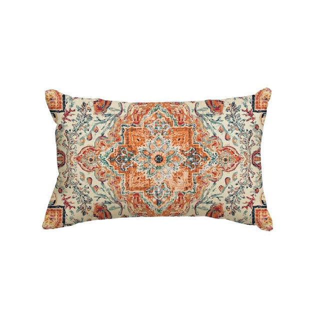 AVOIN colorlife Boho Throw Pillow Cover, 12 x 20 Inch Bohemia Ethnic Style Carpet Pattern Cushion Case for Sofa Couch