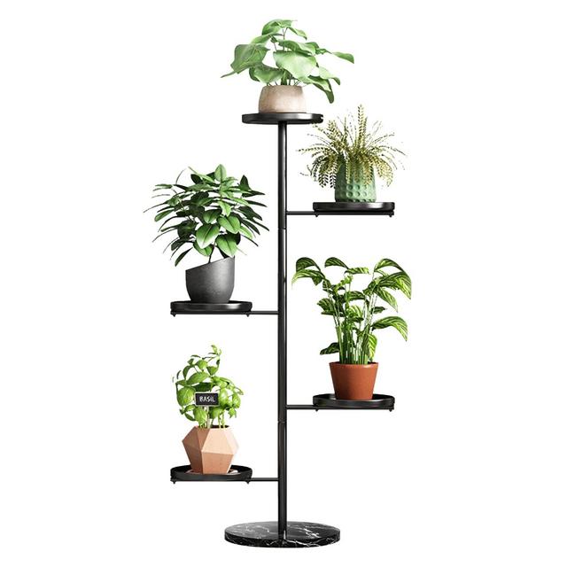 Tall Plant Stand Indoor, 5 Tier Metal Plant Stand for Multiple Plants, Modern Multi-Tiered Corner Flower Pot Shelf for Home Office Outdoor