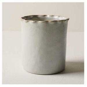 French Grey Ruffle Utensil Crock