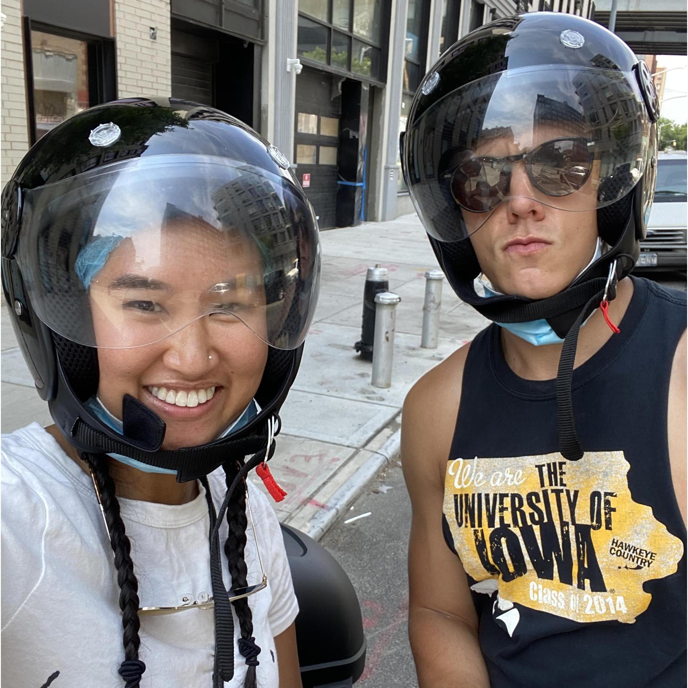 Riding mopeds around NYC