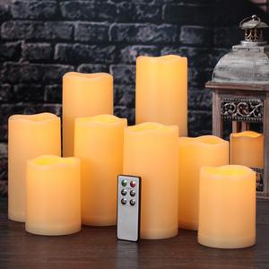 comenzar Flameless Candles, Waterproof Outdoor Indoor Battery Candles Set of 9(H 4" 5" 6" x D 3") Led Candles with Remote Timer(Batteries not Included)