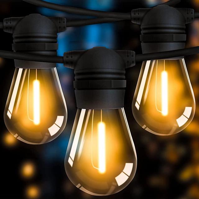 LED Outdoor String Lights - Lonmbard 48FT LED Patio String Lights with Edison Vintage Shatterproof Bulbs,UL Listed Weatherproof Decorative LED Patio String Lights for Porch Bistro Backyard