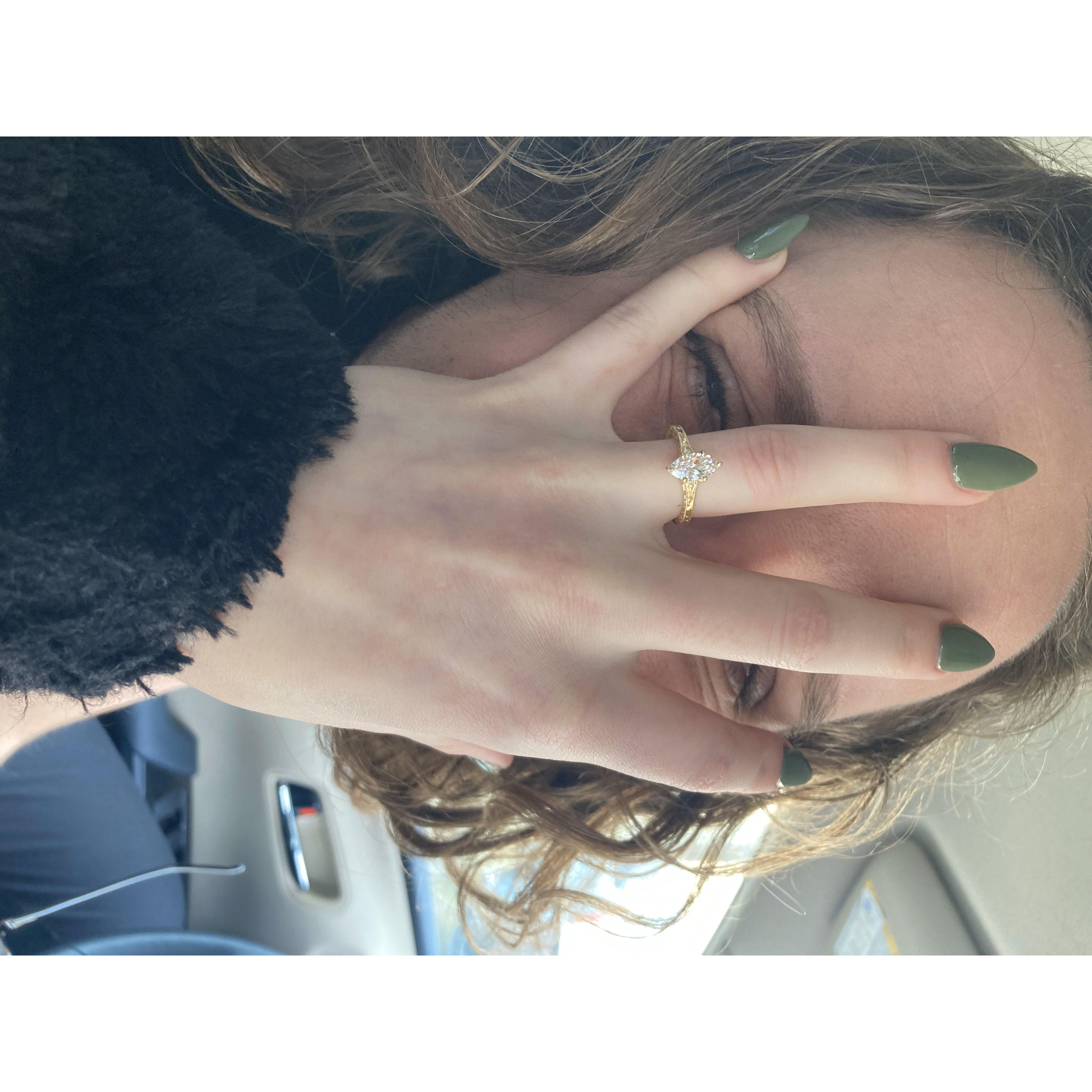 Immediately after getting engaged, we got in the Prius and took this