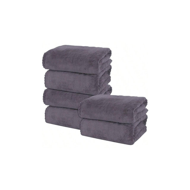 6 Pack Premium Bath Towel Set - Quick Drying - Microfiber Coral Velvet Highly Absorbent Towels -Yoga Towel Dark Grey 27*55 gray standard