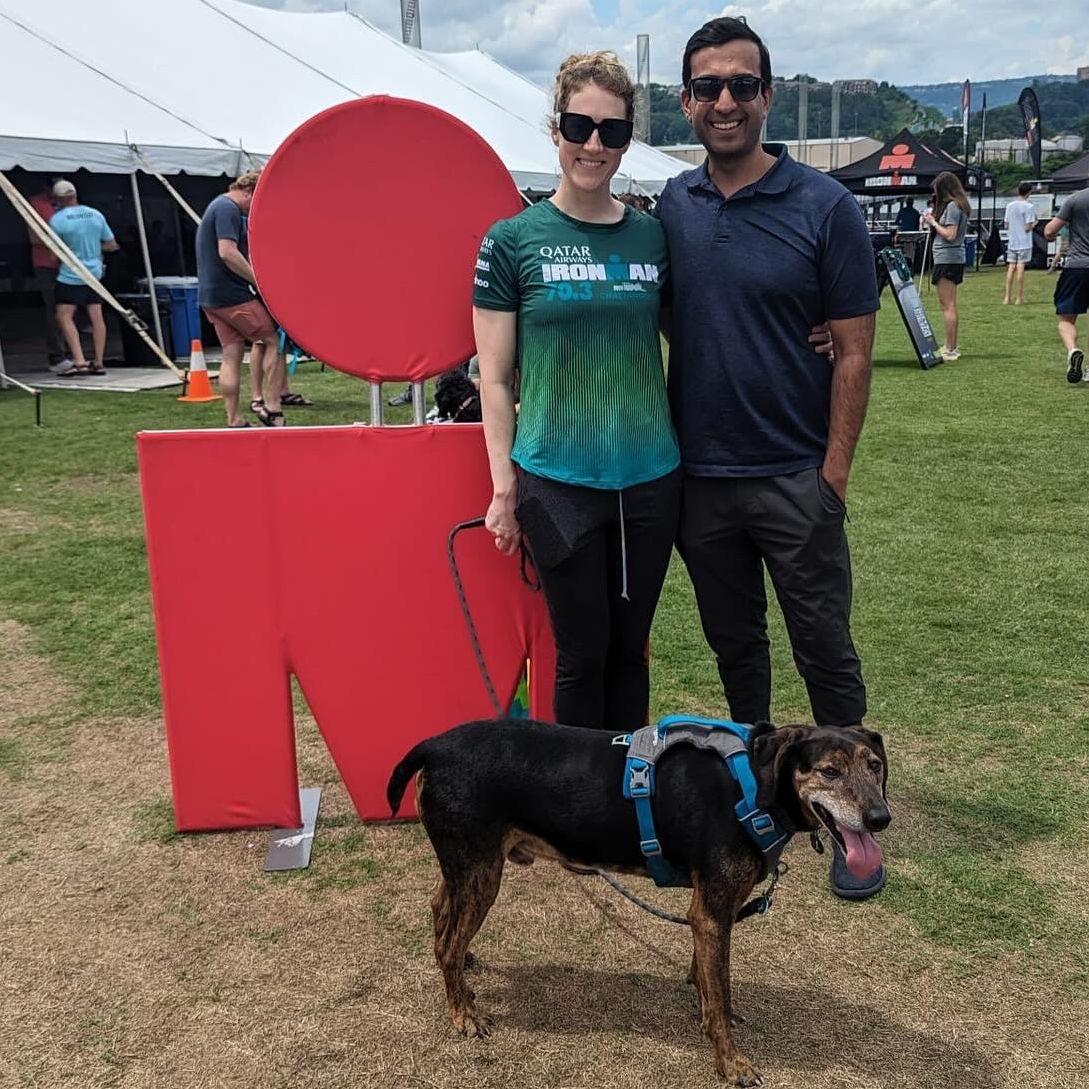 Andrea has the best cheer crew in Nitesh and Hershey. They traveled all the way to Chattanooga, TN to support her in her first Ironman race.