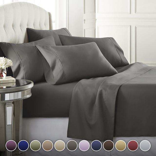 6 Piece Hotel Luxury Soft 1800 Series Premium Bed Sheets Set, Deep Pockets, Hypoallergenic, Wrinkle & Fade Resistant Bedding Set(Queen, Purple)
