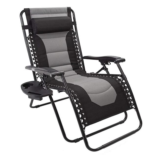 ASTEROUTDOOR ASTZGCBL Patio Lounge Chair with Side Table, Black&Gray