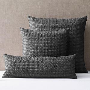 Metallic Embroidered Linen Pillow 14" x 36" - Graphite