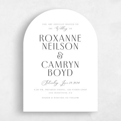 White Arch Wedding Invitation - Paloma Portrait