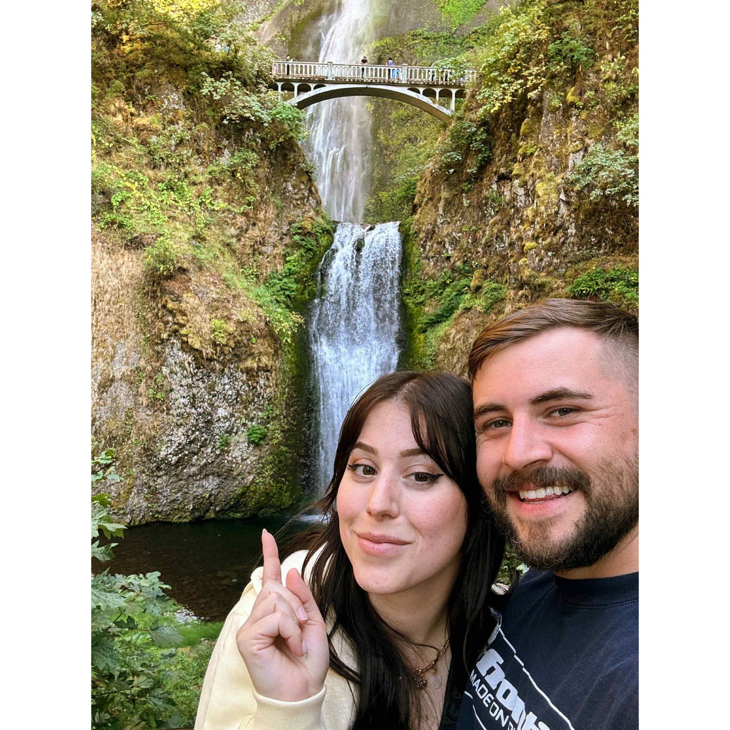 Christina and Caleb visiting Multnomah Falls while on a trip to Portland, OR. (2024)