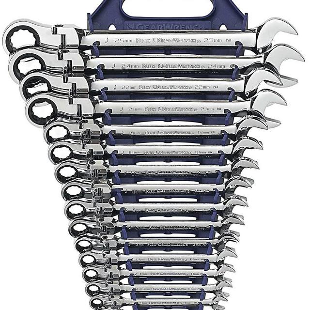 GEARWRENCH 16 Pc. 12 Point Flex Head Ratcheting Combination Metric Wrench Set - 9902D
