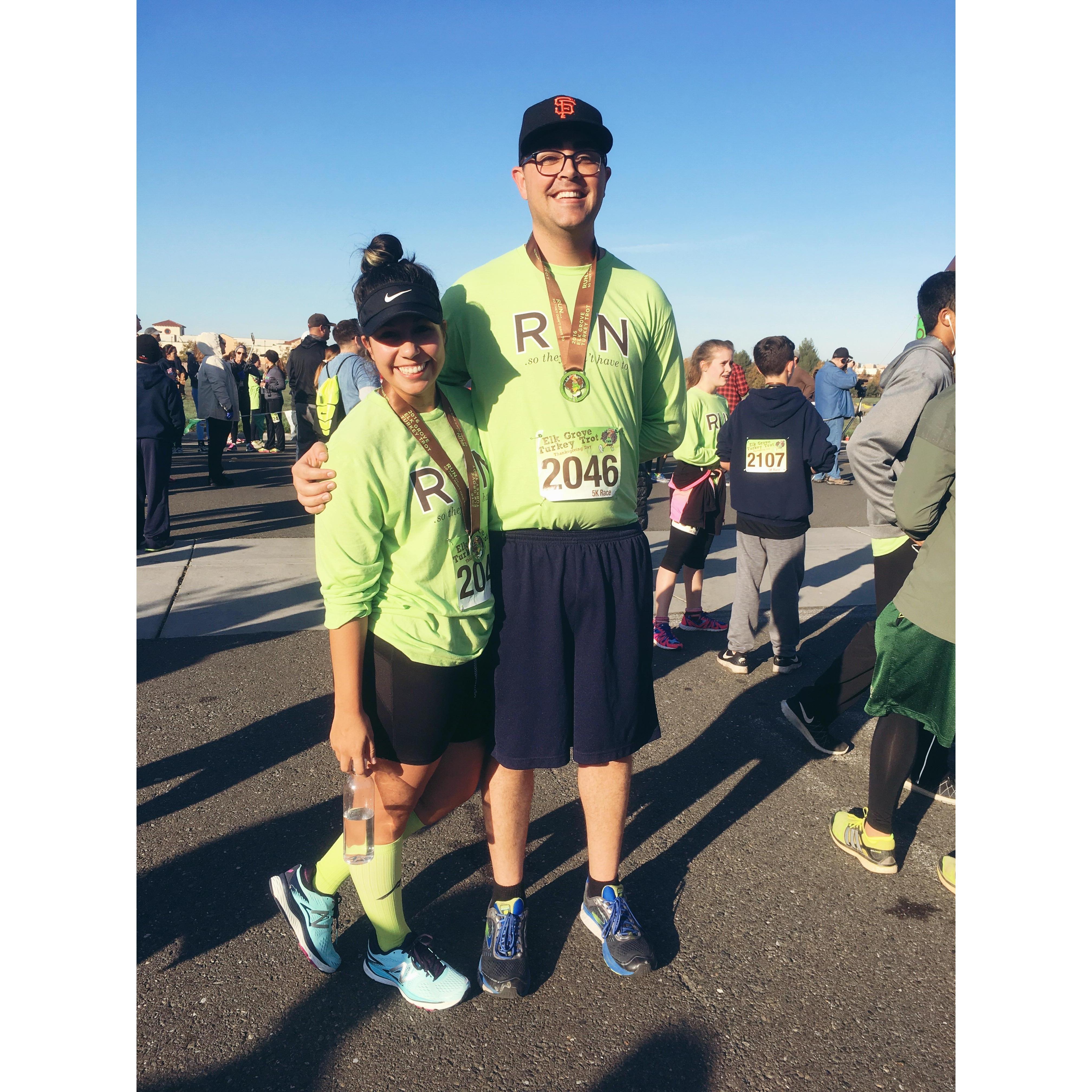 Running has always been a staple in our lives and you can always find us out on Thanksgiving morning! November 2016 was no exception :)