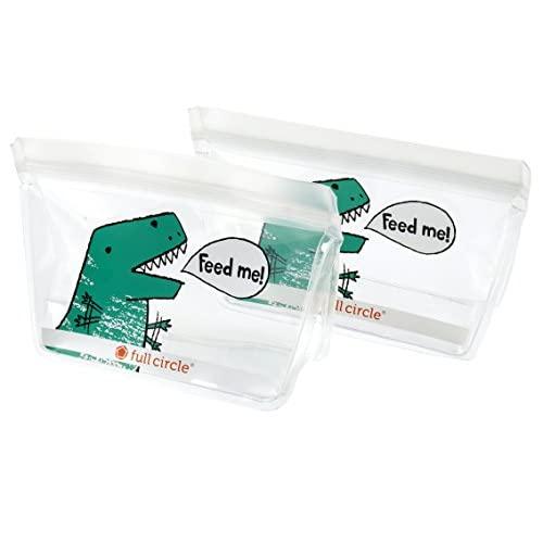 Full Circle FC17343D ZipTuck Reusable Snack Bag Set, Dinosaur