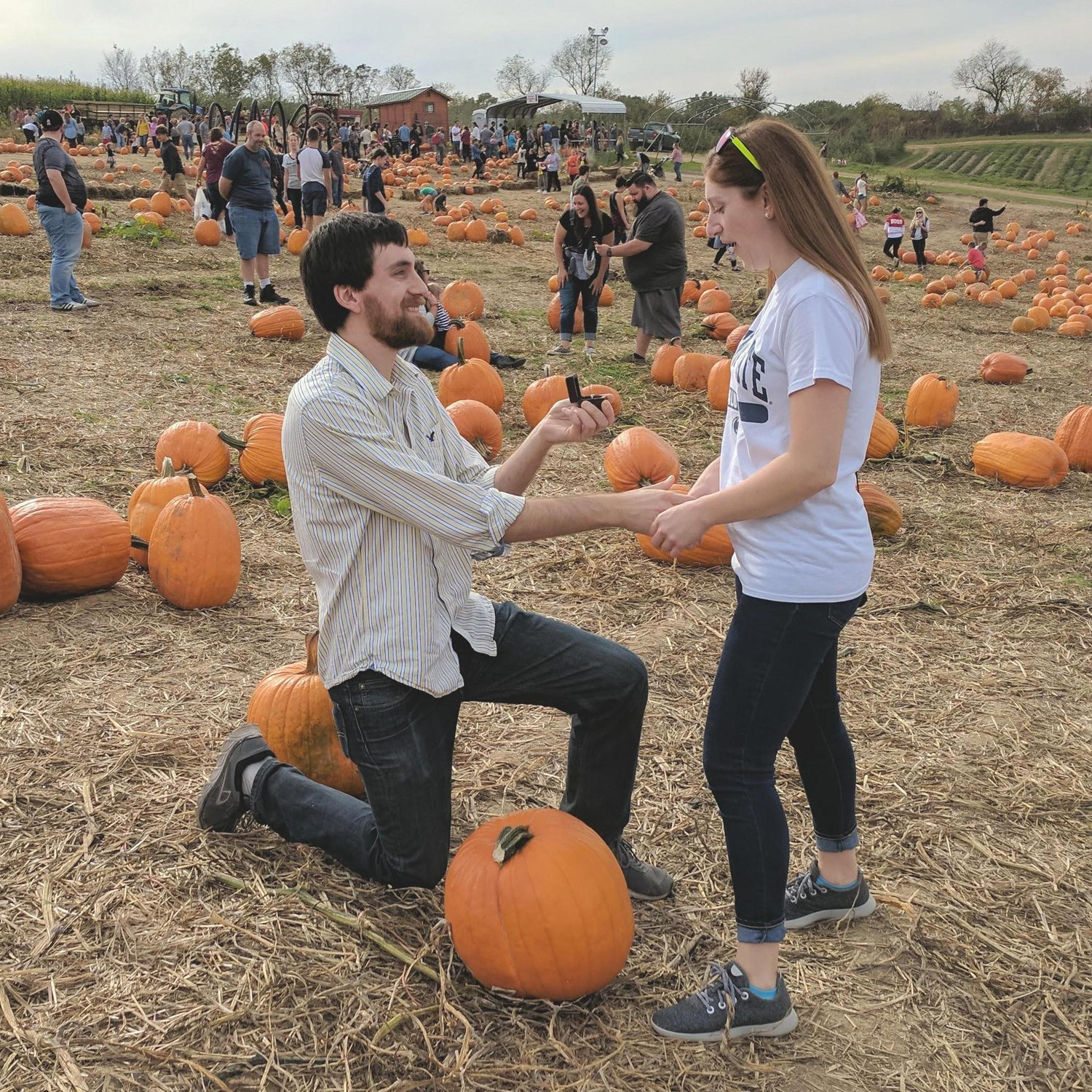 Engagement after finding the perfect pumpkin