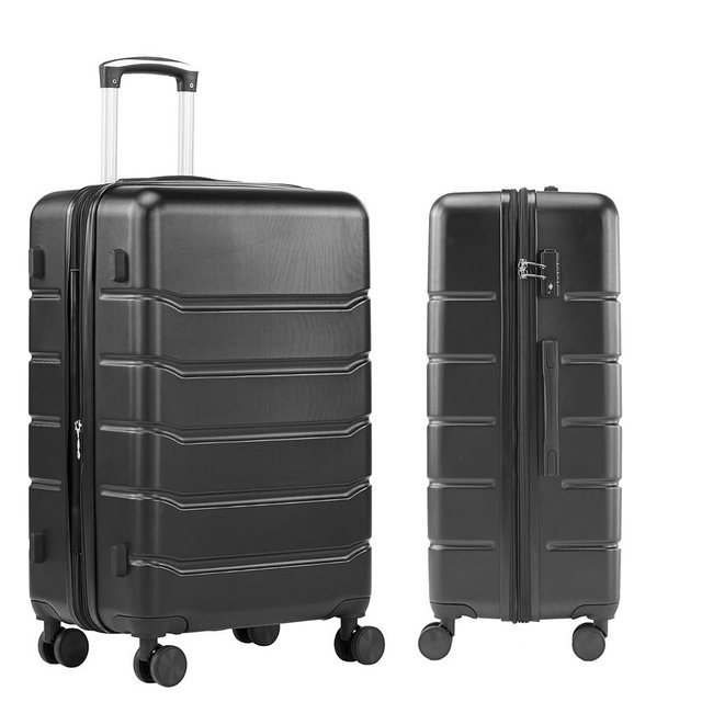 Simple Deluxe 28 Inch Expandable Hardside Carry On with Spinner Wheels & TSA Lock, ABS Hard Shell Lightweight Rolling Luggage Suitcase, Black