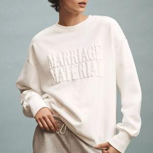 BRIDEMERCH Marriage Material Oversized WHITE Crew-Neck Sweatshirt