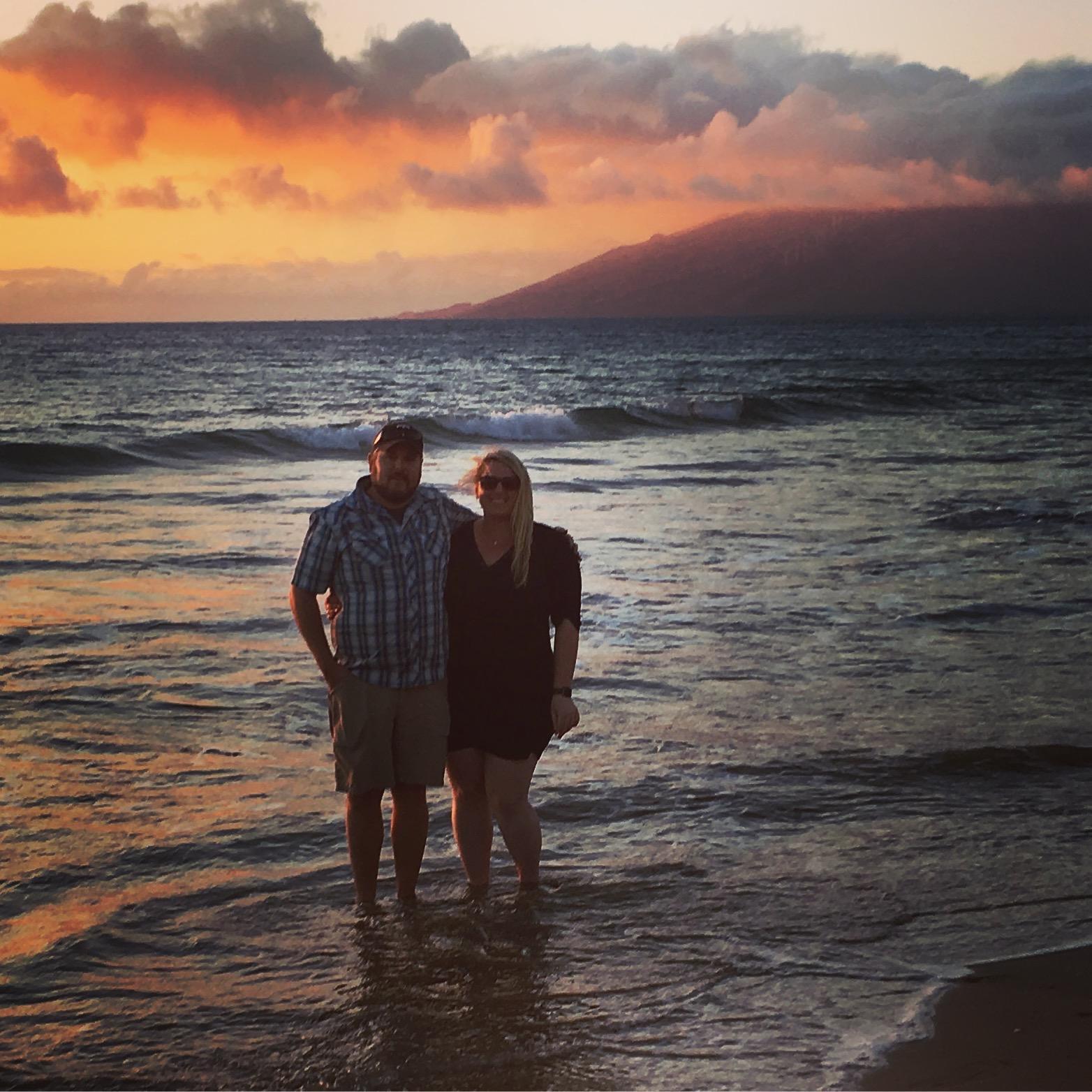 Sunset beach walking on Maui