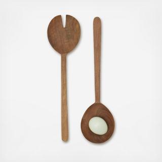 Hand Carved 2-Piece Walnut Serving Set