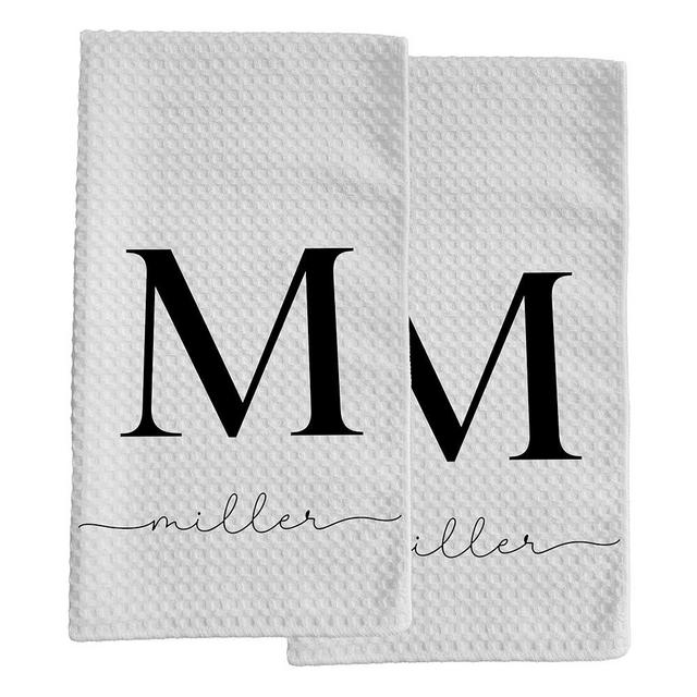 Custom Name Kitchen Towel | Personalized Tea Towel | Family Monogram Dish Towel | Farmhouse Decor | Hand Towel | Microfiber Dishcloth Gift (Set of 2 Towels)