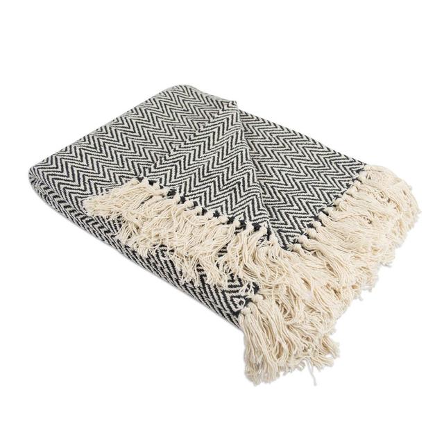 DII Rustic Farmhouse Cotton Chevron Blanket Throw with Fringe For Chair, Couch, Picnic, Camping, Beach, Everyday Use , 50 x 60 - Mini Chevron Black