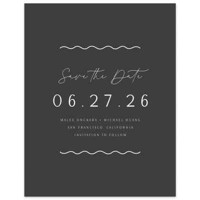 Dark Charcoal, Grey Wedding Digital Save the Date - Molnar Portrait