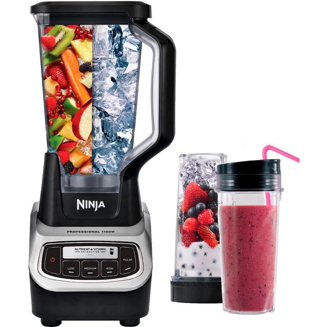 Ninja BL621 Professional Blender & Nutri Ninja Cups 1100 Watts, Black (Renewed)