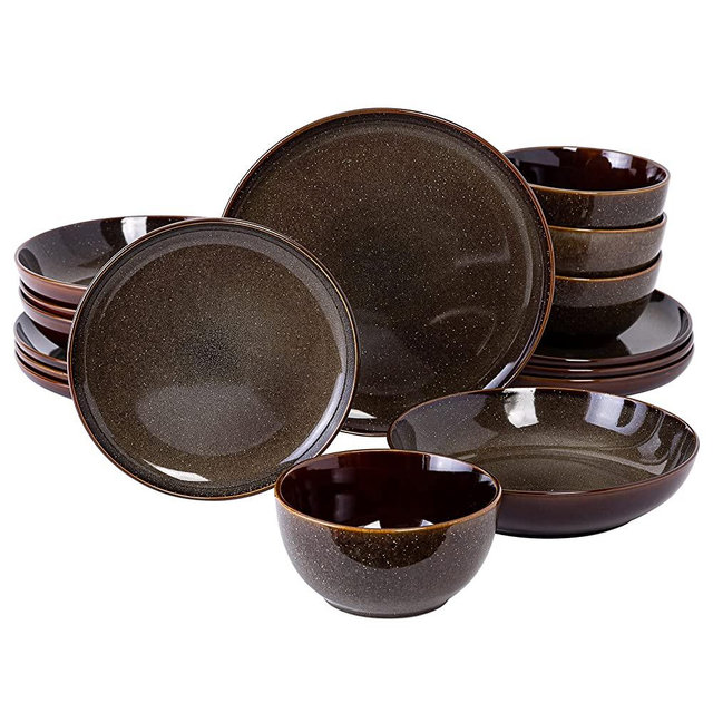 Gibson Elite Edwina 16 Piece Double Bowl Dinnerware Set