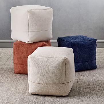Cotton Canvas Poufs Cream Color - West Elm