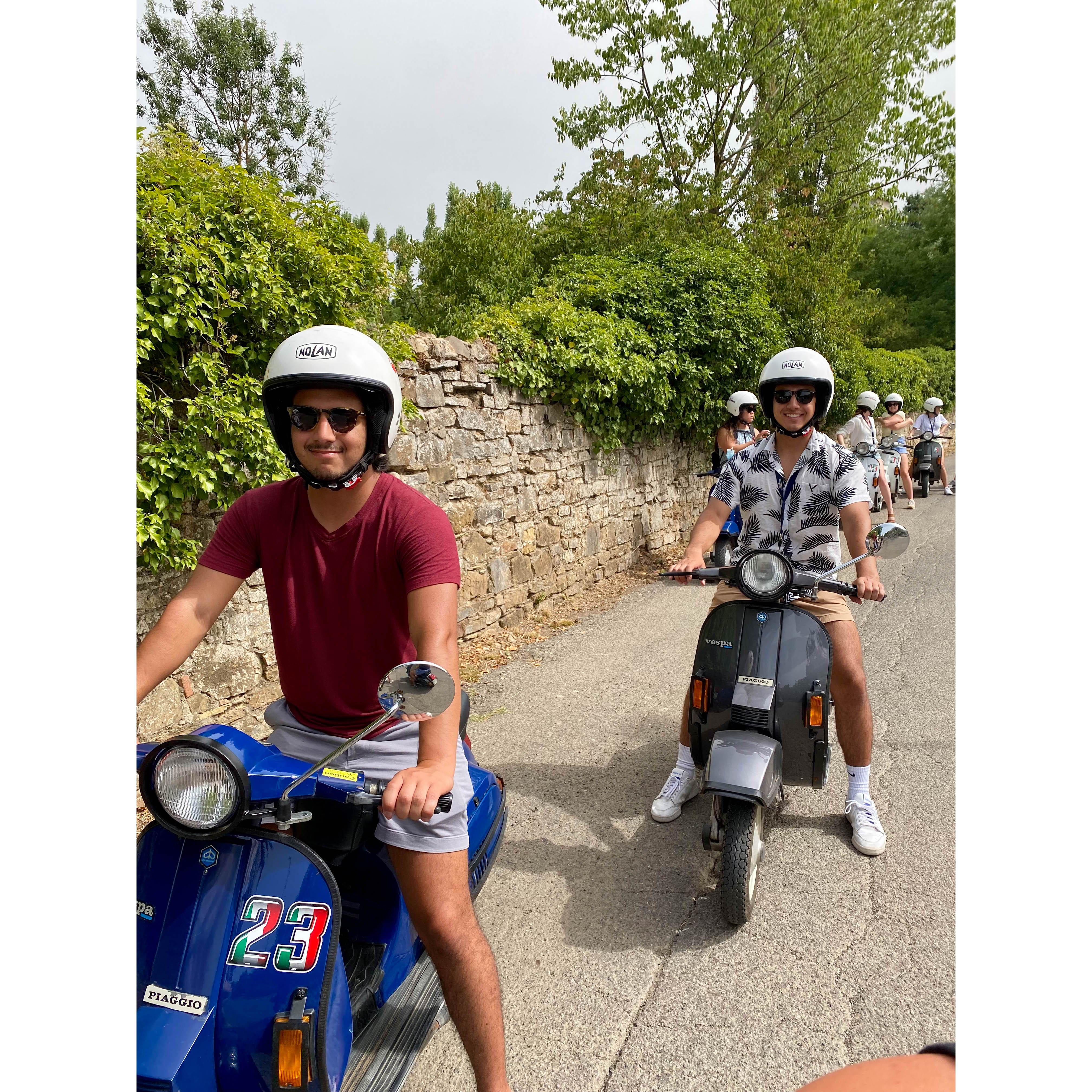 Family moped ride through the Tuscan hills - Florence, Italy