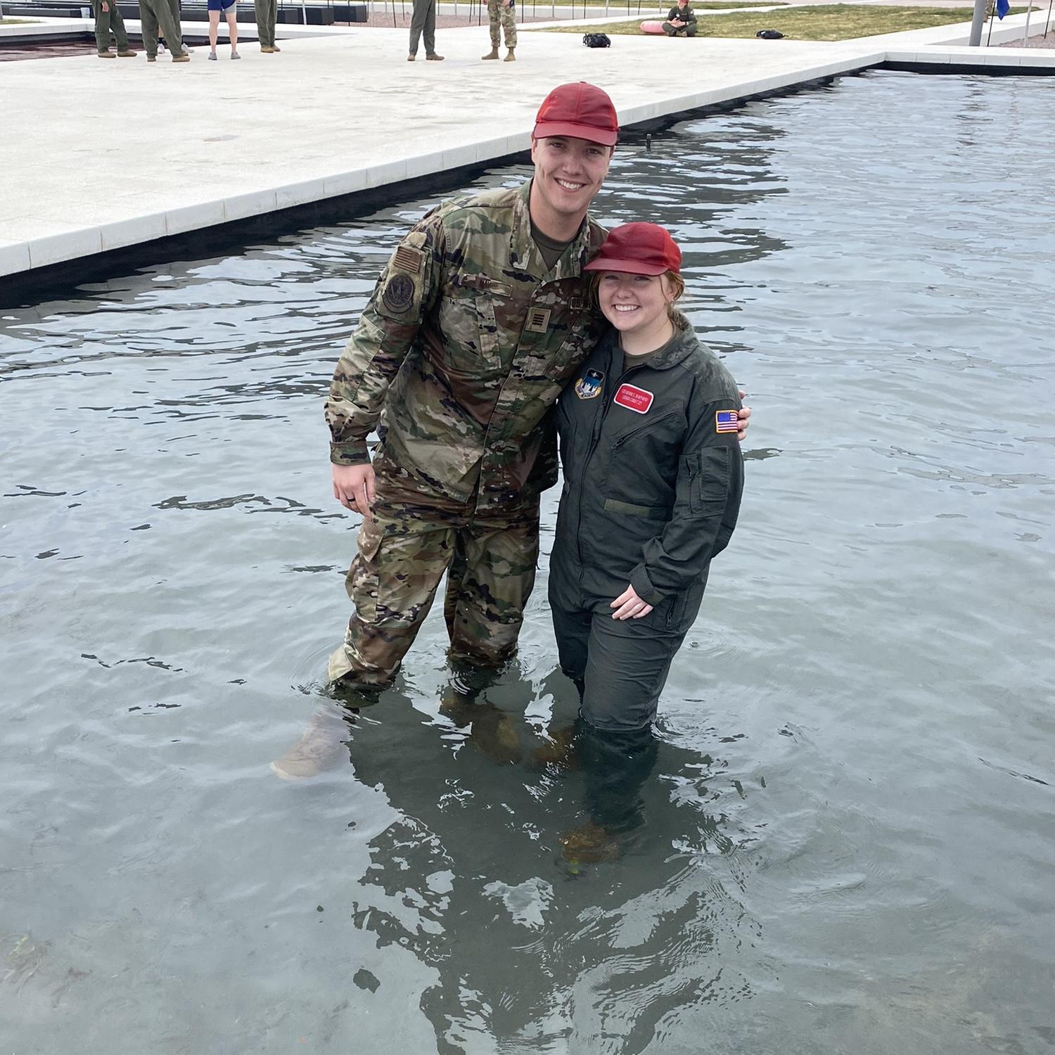 Jumped in the fountain! We finished all our finals!