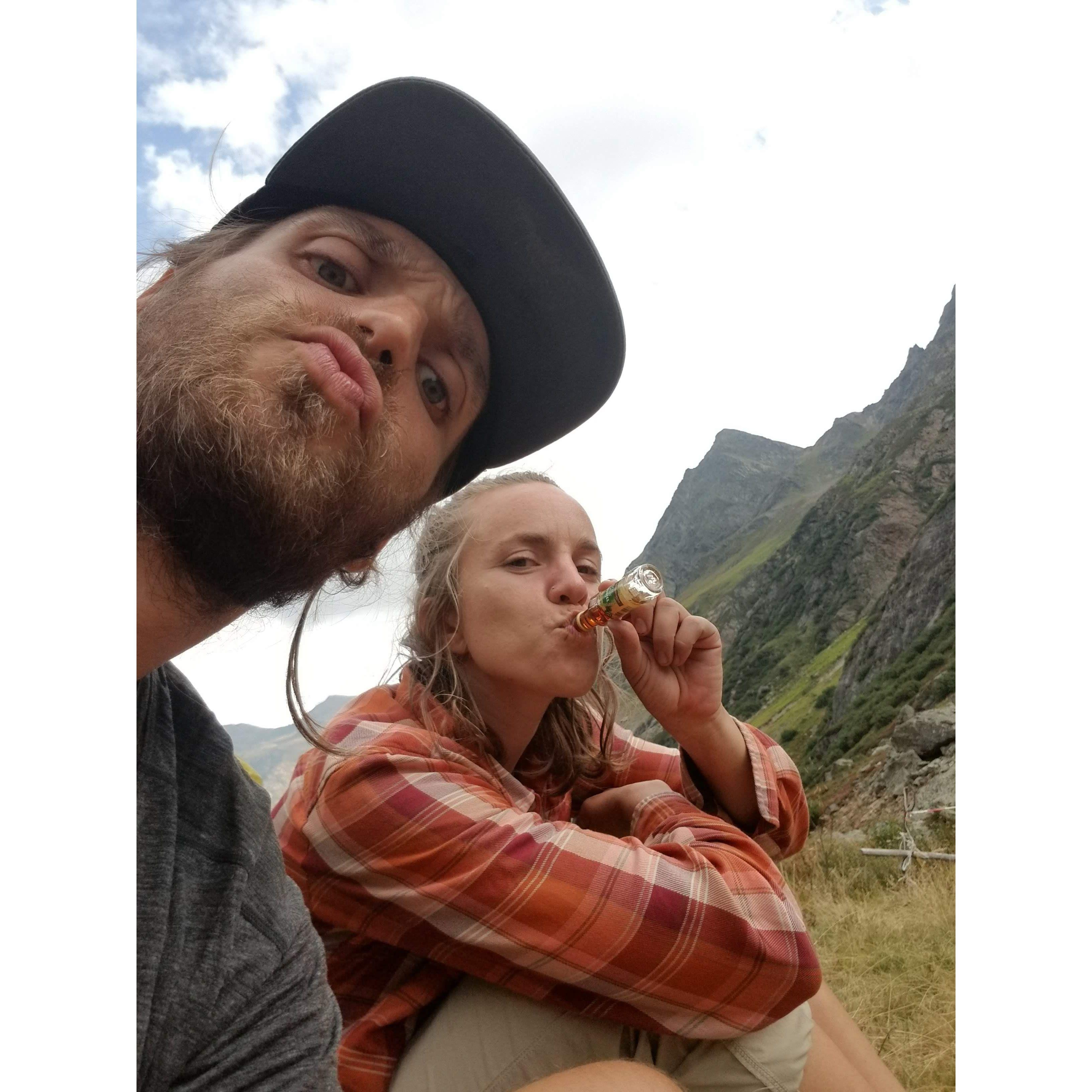 Very long climb of Pateriol in Austria, Gina was grateful for the schnapps on the way down