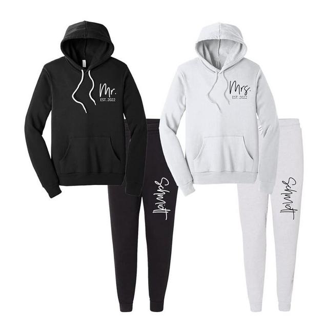Personalized Mr. and Mrs. Honeymooners Set (Black Mr. - White Mrs.)