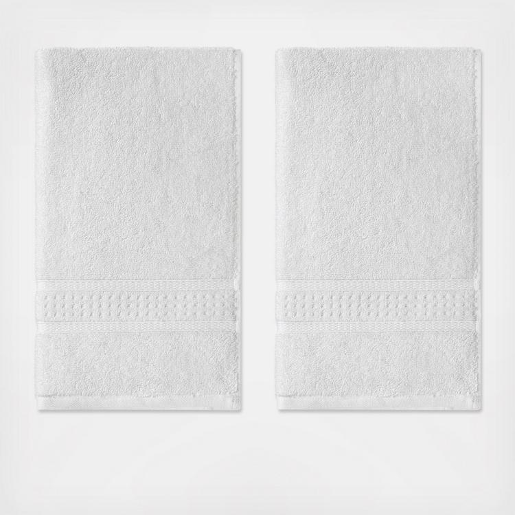 Nautica Oceane 2-Piece Pure White Cotton Hand Towel Set