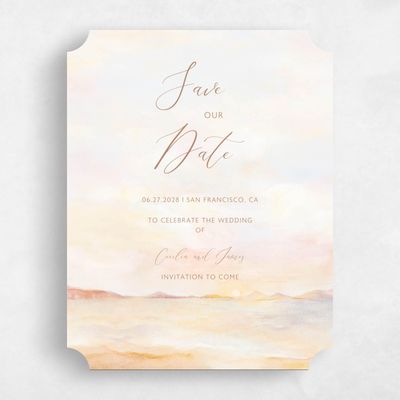 Beige Ticket Wedding Save the Date - Andalusia Portrait