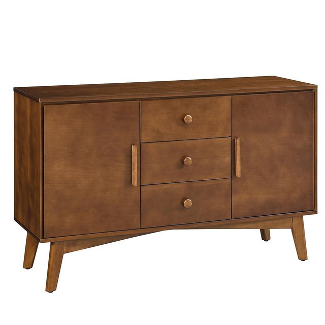 Amposei Mid-Century Modern Sideboard Buffet 47.3-Inch Wooden Credenza Console Storage Cabinet with Drawers for Living Room Kitchen Dining Room, Walnut