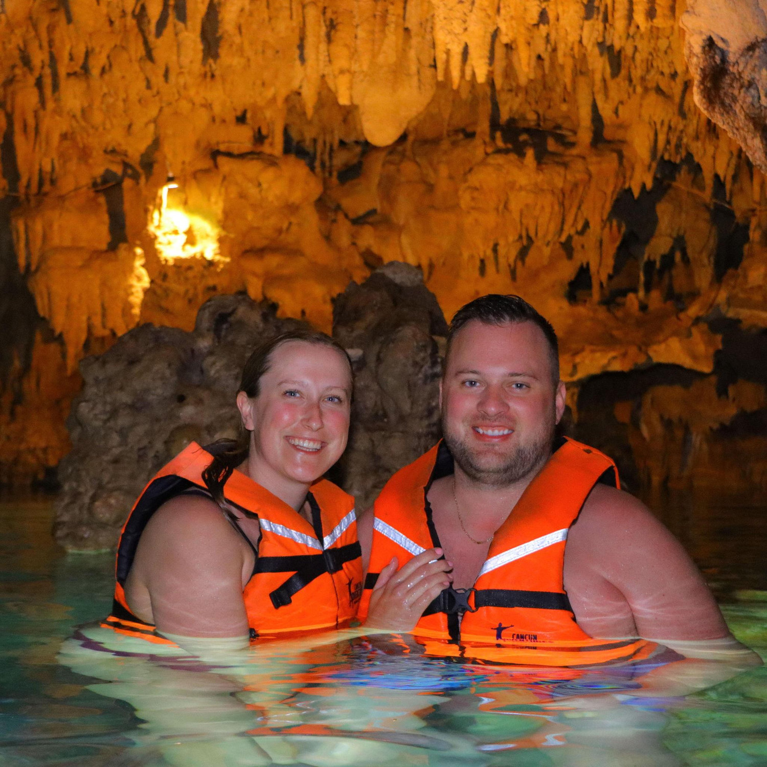 Swimming in a cenote in Mexico
