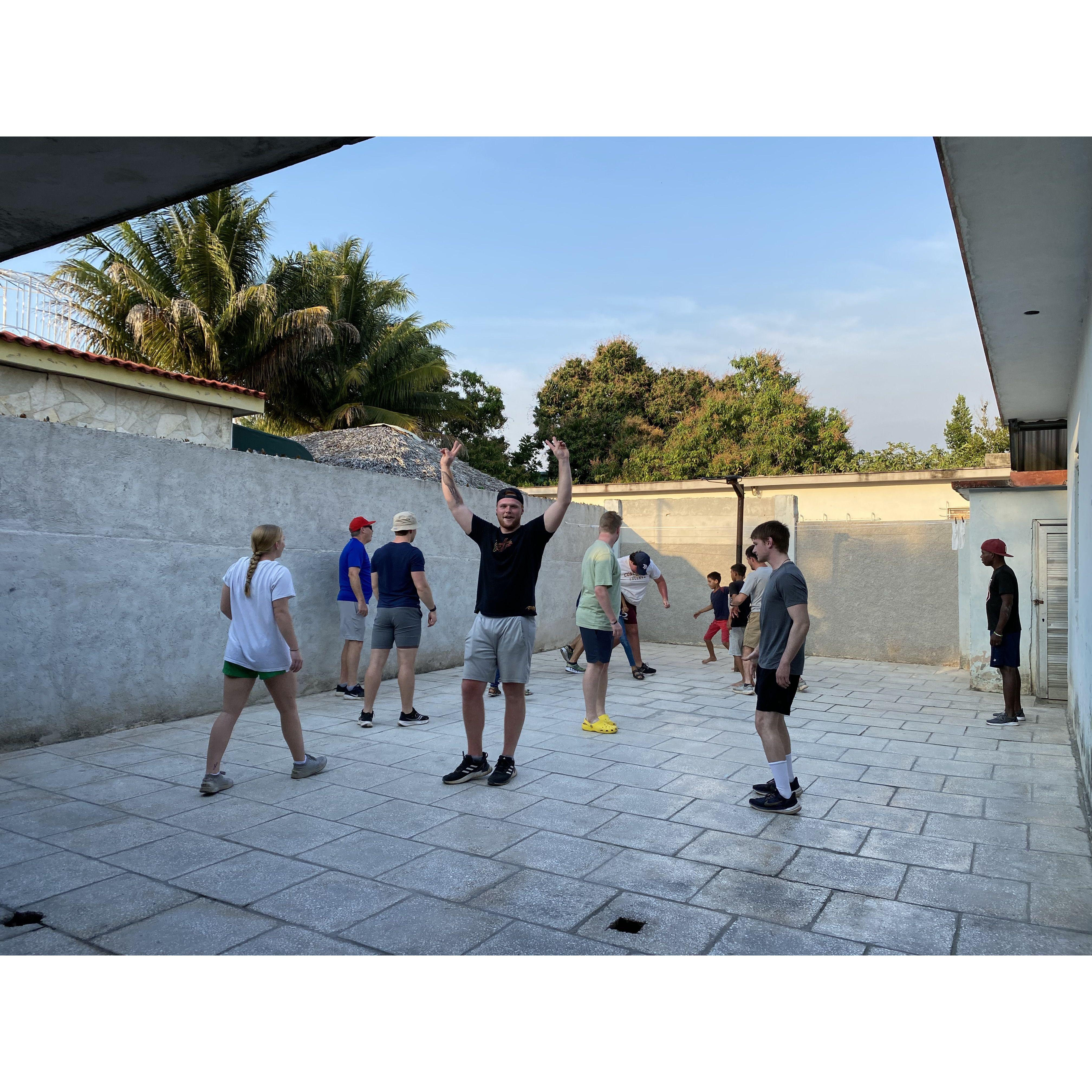 Playing soccer together in Cuba