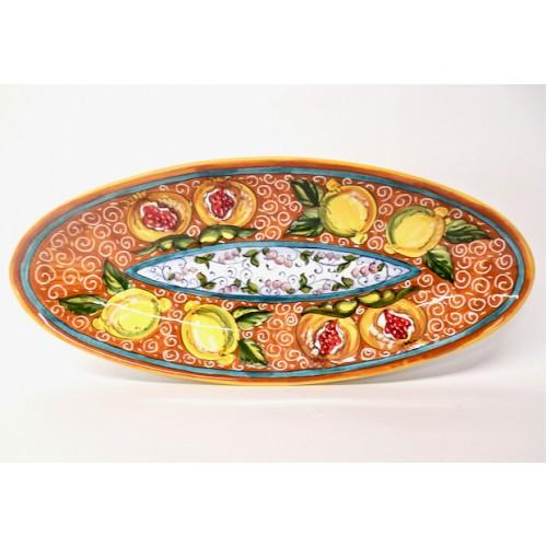 Deruta Royal Frutta 17X7.5” Long Oval Serving/Wall Platter