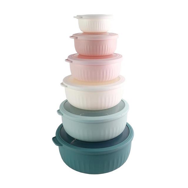 COOK WITH COLOR Prep Bowls with Lids- Wide Mixing Bowls Nesting Plastic Small Mixing Bowl Set with Lids (Teal and Pink)