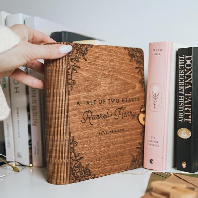 Memory Book for Couples Wood, Keepsake Chest, Personalized gifts, 5th Anniversary Gift, Engagement Wedding Gift