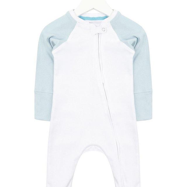 White and Baby Blue Zipped Babygrow