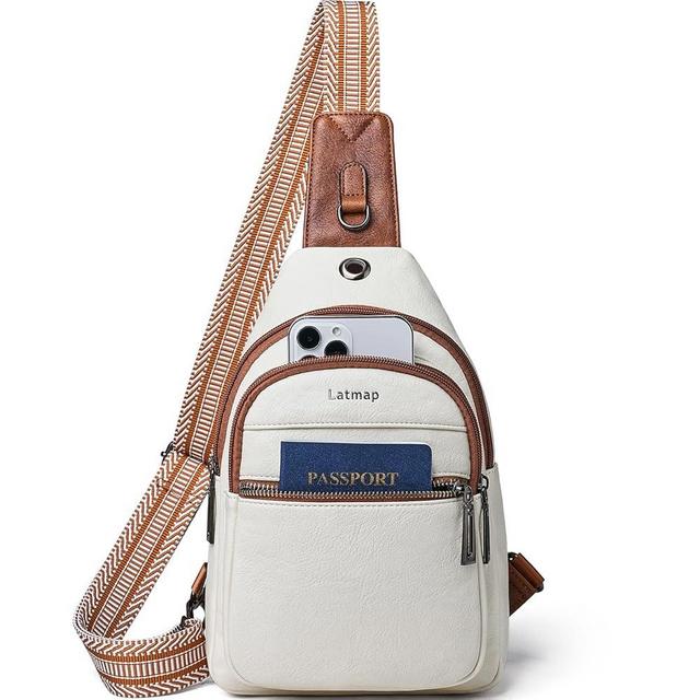 LATMAP Sling Bag For Women Men Crossbody Shoulder Tote Blet Bags Backpack Fanny Pack Travel Purse Faux Leather
