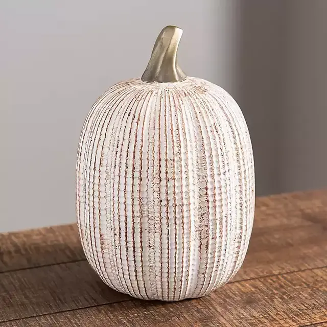 White Ceramic Pumpkin, 8 in.