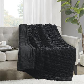 Ruched Fur Throw Blanket