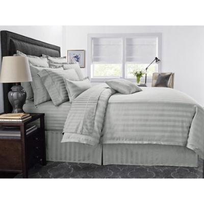 Wamsutta® 500-Thread-Count PimaCott® Damask Stripe Full/Queen Duvet Cover Set in Silver