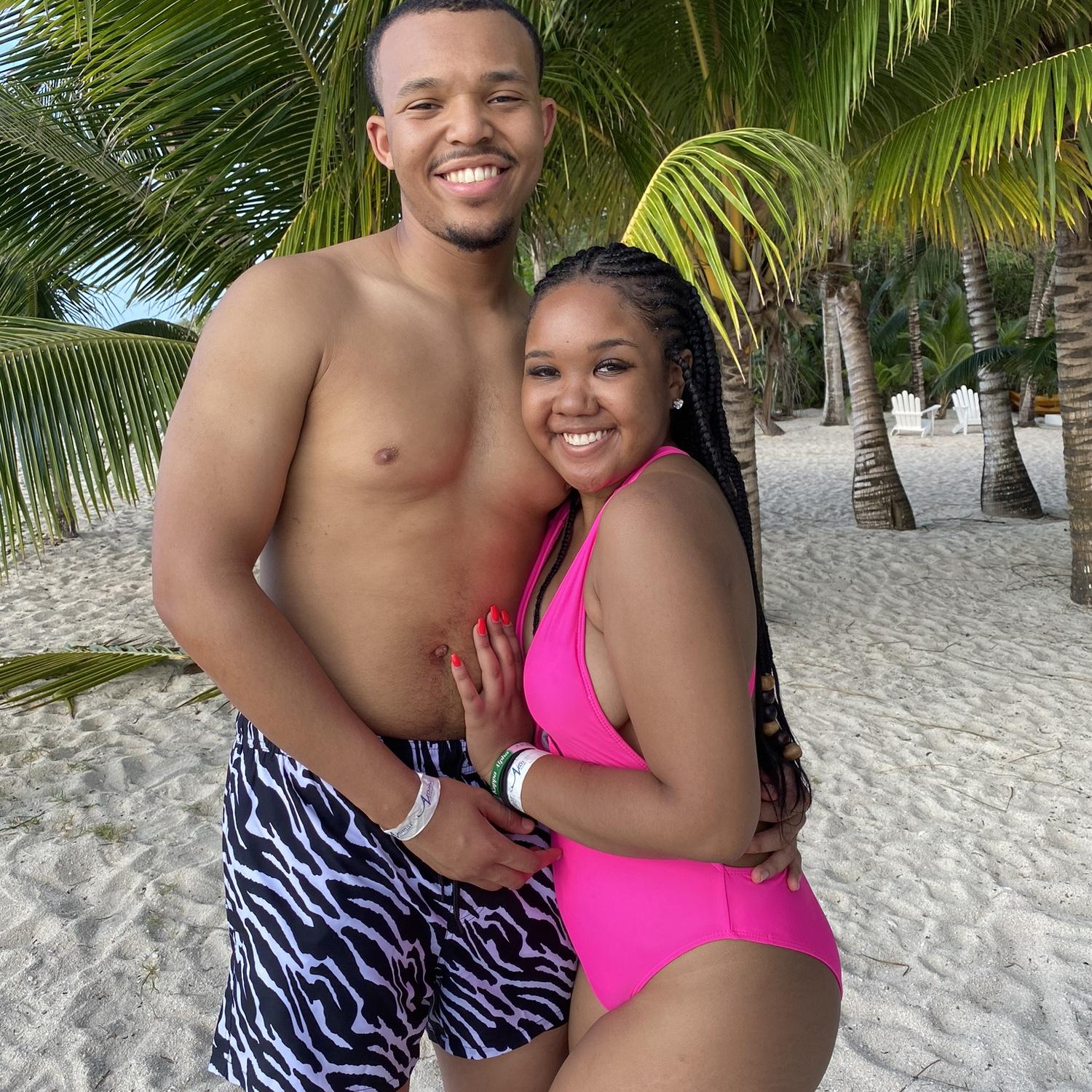Us on the beach in Cozumel, Mexico