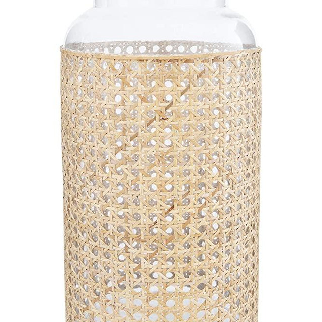 Bloomingville 14.5" H Glass Decorative Cane Sleeve Vase, Beige