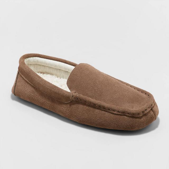 Men's Carlo Genuine Suede Moccasin Slippers - Goodfellow & Co™ Brown 10