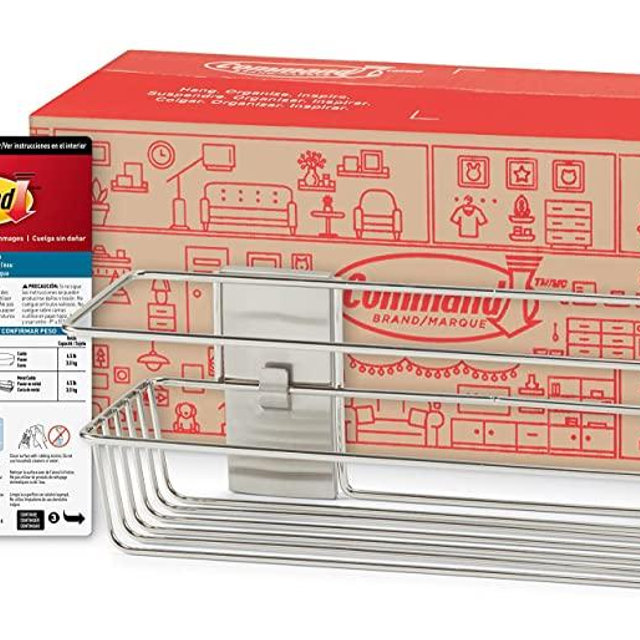 Command Shower Caddy with Water Resistant Command Strips, Easy to Open Packaging